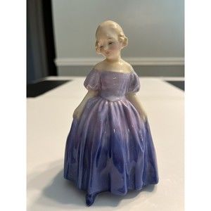 Vintage Royal Doulton Figurine Marie HN 1370 Girl in Purple Dress England 4.75"